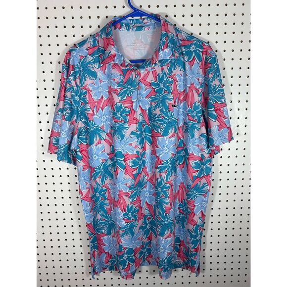 Vineyard Vines On The Go Sankaty Polo Mens Large Performance Floral Hawaiian - Picture 1 of 6